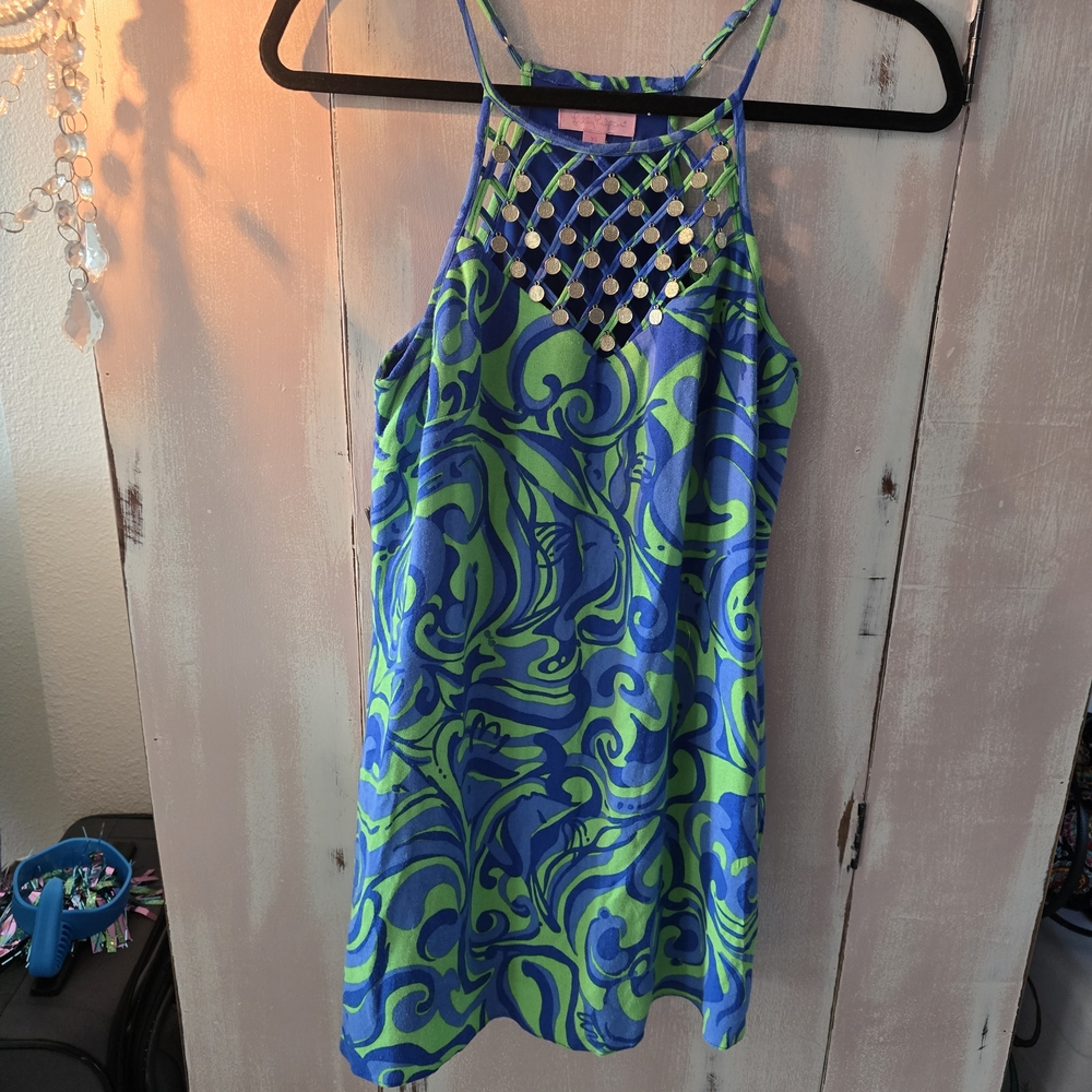 Lilly Pulitzer Blue and Green Strappy Dress
